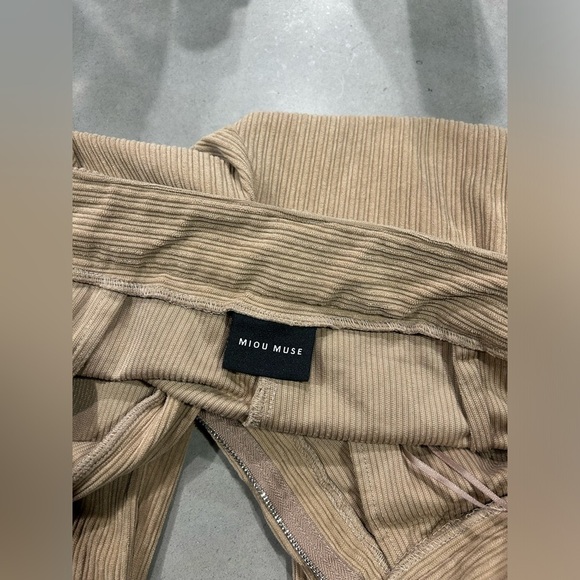 Miou Muse Corduroy Pants Women’s Medium Tan Cuffed High Waisted - Picture 4 of 9